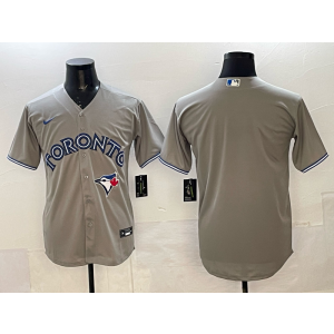 MLB Blue Jays Blank Grey Nike Cool Base Men Jersey