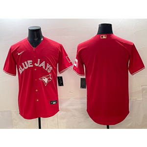 MLB Blue Jays Blank Red Nike Cool Base Men Jersey