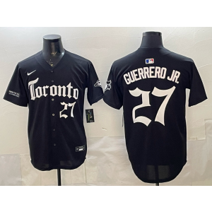MLB Blue jays 27 Guerrero Jr Black Gothic Nike Cool Base Men Jersey
