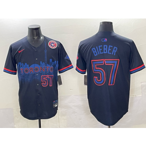 MLB Blue jays 57 Bieber Black Nike Cool Base Men Jersey