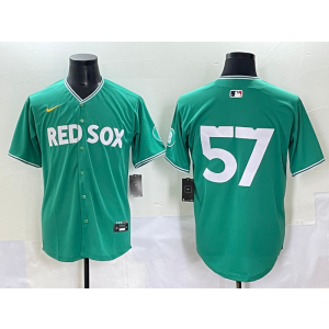 MLB Boston Red Sox 57 Green City Nike Cool Base Men Jersey