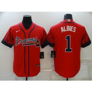 MLB Braves 1 ALBIES Red Drift Nike Cool Base Men Jersey MLB Braves 1 ALBIES Red Drift Nike Cool Base Men Jersey