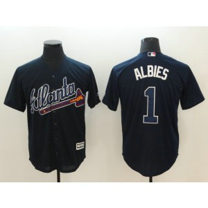 MLB Braves 1 Ozzie Albies Navy Blue Cool Base Men Jersey MLB Braves 1 Ozzie Albies Navy Blue Cool Base Men Jersey