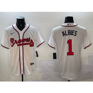 MLB Braves 1 Ozzie Albies White Nike Cool Base Men Jersey MLB Braves 1 Ozzie Albies White Nike Cool Base Men Jersey
