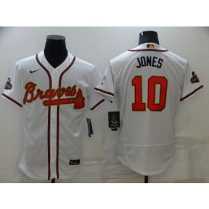 MLB Braves 10 Chipper Jones 2022 White Gold Nike Flexbase Men Jersey MLB Braves 10 Chipper Jones 2022 White Gold Nike Flexbase Men Jersey