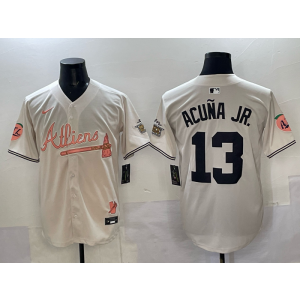 MLB Braves 13 Acuna JR cream Nike Cool Base Men Jersey MLB Braves 13 Acuna JR cream Nike Cool Base Men Jersey