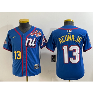 MLB Braves 13 Ronald Acuna Blue National League 2025 All Star Nike Cool Base Youth Jersey MLB Braves 13 Ronald Acuna Blue National League 2025 All Star Nike Cool Base Youth Jersey