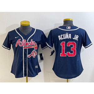 MLB Braves 13 Ronald Acuna Jr Blue Nike Cool Base Youth Jersey MLB Braves 13 Ronald Acuna Jr Blue Nike Cool Base Youth Jersey