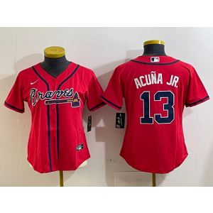 MLB Braves 13 Ronald Acuna Jr Red Nike Cool Base Youth Jersey MLB Braves 13 Ronald Acuna Jr Red Nike Cool Base Youth Jersey