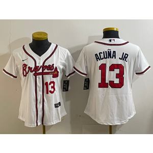 MLB Braves 13 Ronald Acuna Jr White Nike Cool Base Youth Jersey MLB Braves 13 Ronald Acuna Jr White Nike Cool Base Youth Jersey