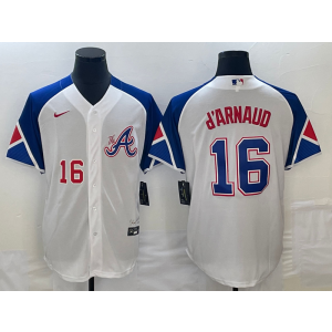 MLB Braves 16 D'arnaud White 2023 City Connect Nike Cool Base Men Jersey MLB Braves 16 D'arnaud White 2023 City Connect Nike Cool Base Men Jersey