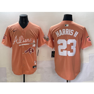 MLB Braves 23 Harris II Orange Nike Cool Base Men Jersey MLB Braves 23 Harris II Orange Nike Cool Base Men Jersey