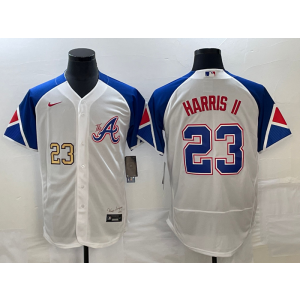 MLB Braves 23 Harris II White Gold 2023 City Connect Nike Flexbase Men Jersey MLB Braves 23 Harris II White Gold 2023 City Connect Nike Flexbase Men Jersey