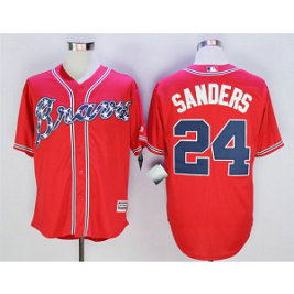 MLB Braves 24 Deion Sanders Red New Cool Base Men Jersey MLB Braves 24 Deion Sanders Red New Cool Base Men Jersey
