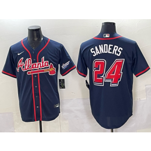 MLB Braves 24 Sanders Navy Nike Cool Base Men Jersey MLB Braves 24 Sanders Navy Nike Cool Base Men Jersey