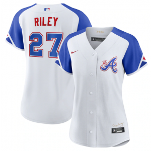 MLB Braves 27 Austin Riley White 2023 City Connect Nike Cool Base Women Jersey(Run Small) MLB Braves 27 Austin Riley White 2023 City Connect Nike Cool Base Women Jersey(Run Small)