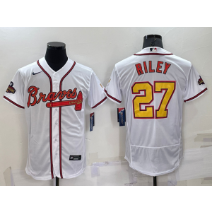 MLB Braves 27 Riley White Gold Nike Cool Base Men Jersey MLB Braves 27 Riley White Gold Nike Cool Base Men Jersey