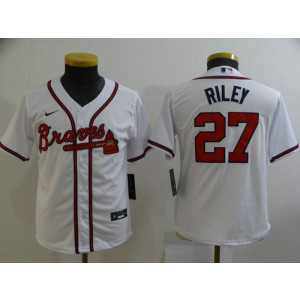 MLB Braves 27 Riley White Nike Cool Base Youth Jersey