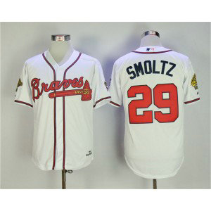 MLB Braves 29 John Smoltz White 1995 Throwback Men Jersey MLB Braves 29 John Smoltz White 1995 Throwback Men Jersey