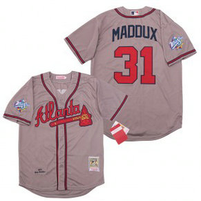 MLB Braves 31 Greg Maddux Gray 1999 World Series Cooperstown Collection Men Jersey MLB Braves 31 Greg Maddux Gray 1999 World Series Cooperstown Collection Men Jersey