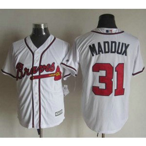 MLB Braves 31 Greg Maddux White New Cool Base Men Jersey MLB Braves 31 Greg Maddux White New Cool Base Men Jersey