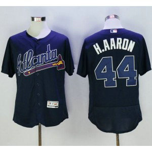 MLB Braves 44 Hank Aaron Navy Blue Flexbase Men Jersey