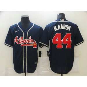 MLB Braves 44 Hank Aaron Navy Blue Throwback Men Jersey MLB Braves 44 Hank Aaron Navy Blue Throwback Men Jersey