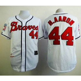 MLB Braves 44 Hank Aaron White 1963 Mitchell and Ness Men Jersey MLB Braves 44 Hank Aaron White 1963 Mitchell and Ness Men Jersey