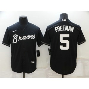 MLB Braves 5 Freddie Freeman Black Nike Cool Base Men Jersey