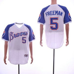 MLB Braves 5 Freddie Freeman White Throwback Men Jersey MLB Braves 5 Freddie Freeman White Throwback Men Jersey