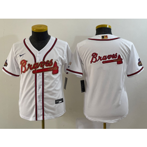 MLB Braves Blank White Gold Nike Cool Base Women Jersey MLB Braves Blank White Gold Nike Cool Base Women Jersey