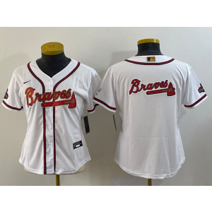 MLB Braves Blank White Gold Nike Cool Base Youth Jersey