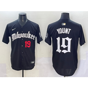 MLB Brewers 19 Yount New Black Nike Cool Base Men Jersey