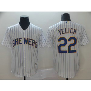 MLB Brewers 22 Christian Yelich White Cool Base Men Jersey