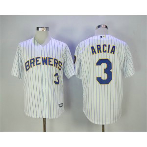 MLB Brewers 3 Orlando Arcia White Cool Base Men Jersey