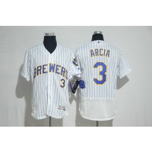 MLB Brewers 3 Orlando Arcia White Flexbase Men Jersey