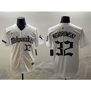 MLB Brewers 32 MISIOROWSKI New White Nike Cool Base Men Jersey