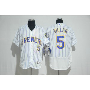 MLB Brewers 5 Jonathan Villar White Flexbase Men Jersey