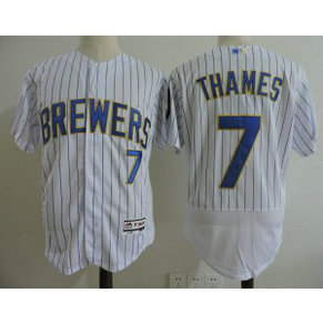 MLB Brewers 7 Eric Thames White Flexbase Men Jersey