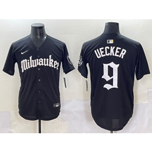 MLB Brewers 9 Uecker New Black Nike Cool Base Men Jersey