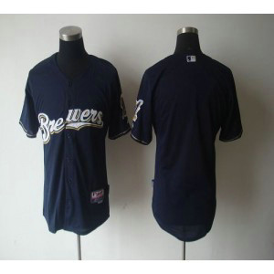MLB Brewers Blank Blue Cool Base Men Jersey