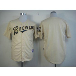 MLB Brewers Blank Cream YOUniform Cool Base Men Jersey