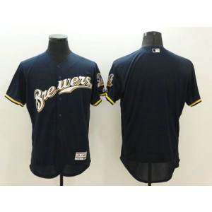 MLB Brewers Blank Navy Blue Flexbase Men Jersey