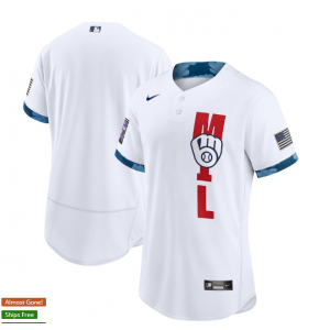 MLB Brewers Blank White 2021 All-Star Flexbase Men Jersey MLB Brewers Blank White 2021 All-Star Flexbase Men Jersey
