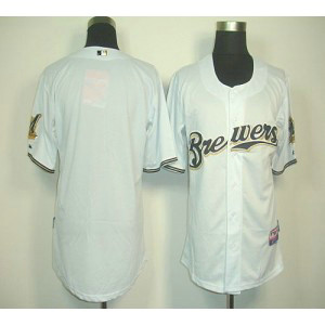 MLB Brewers Blank White Cool Base Men Jersey
