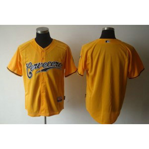 MLB Brewers Blank Yellow Cerveceros Cool Base Men Jersey