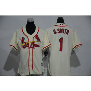 MLB Cardinals 1 Ozzie Smith Cream Women Jersey MLB Cardinals 1 Ozzie Smith Cream Women Jersey