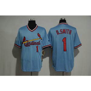 MLB Cardinals 1 Ozzie Smith Light Blue Cooperstown Throwback Men Jersey MLB Cardinals 1 Ozzie Smith Light Blue Cooperstown Throwback Men Jersey