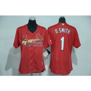 MLB Cardinals 1 Ozzie Smith Red Women Jersey MLB Cardinals 1 Ozzie Smith Red Women Jersey