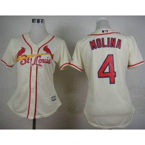 MLB Cardinals 4 Yadier Molina Cream Alternate Women Jersey MLB Cardinals 4 Yadier Molina Cream Alternate Women Jersey